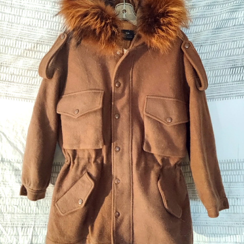 XIA ladies fur collar coat size M